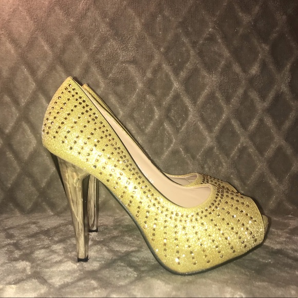 Stylo Bling Glitter Rhinestone Peep Toe Heels - Picture 2 of 8